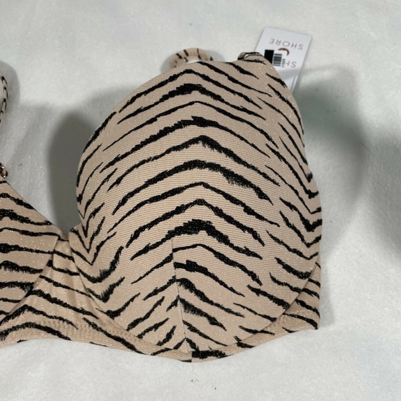 NWT Shade & Shore [ 34DD ] Light Lift‎ Bralette Bikini Top Tan Animal Lurex - Picture 5 of 12